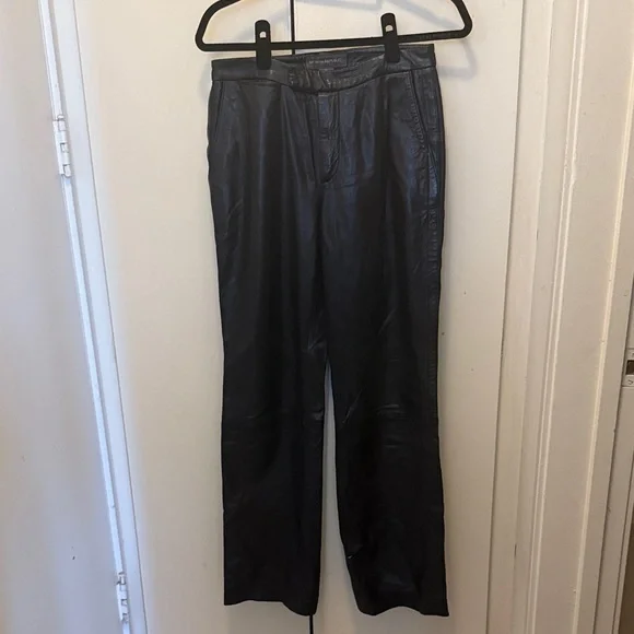 Banana Republic Midnight Black Leather Trousers - Picture 3 of 5